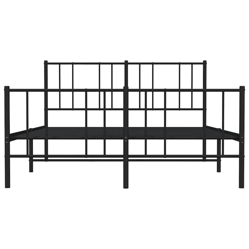 Cadre de lit métal sans matelas avec pied de lit noir 135x190cm - XIOS