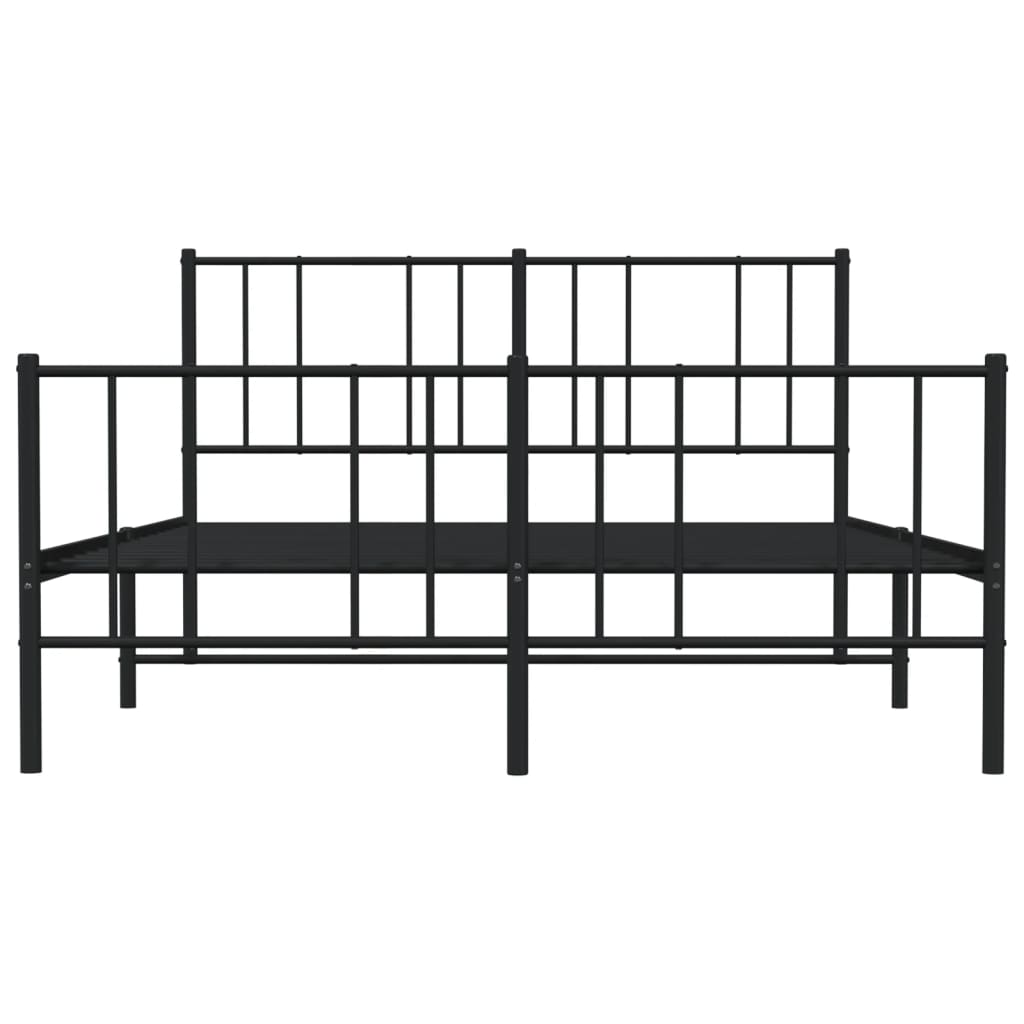 Cadre de lit métal sans matelas avec pied de lit noir 140x190cm - XIOS