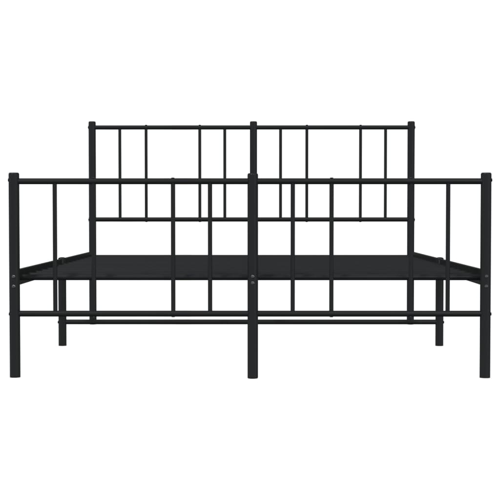 Cadre de lit métal sans matelas avec pied de lit noir 140x200cm - XIOS