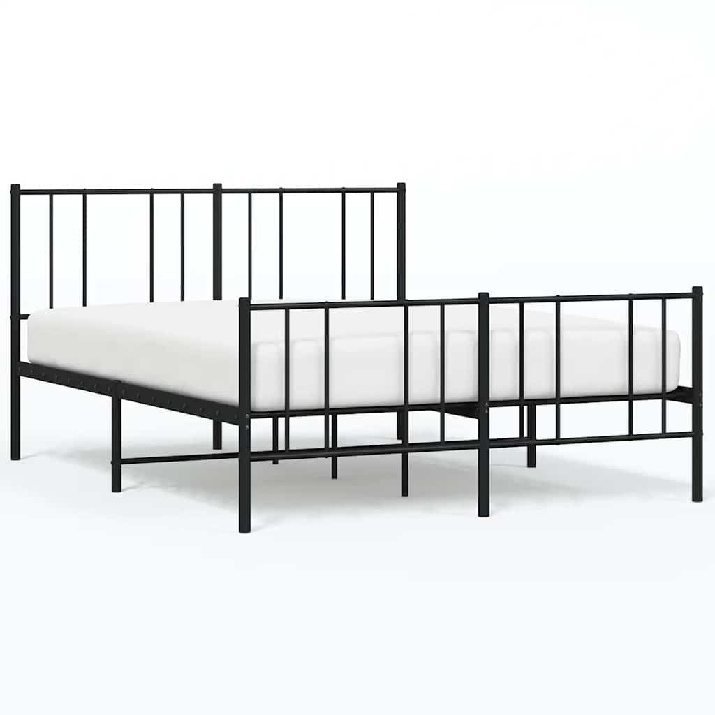 Cadre de lit métal sans matelas avec pied de lit noir 150x200cm - XIOS