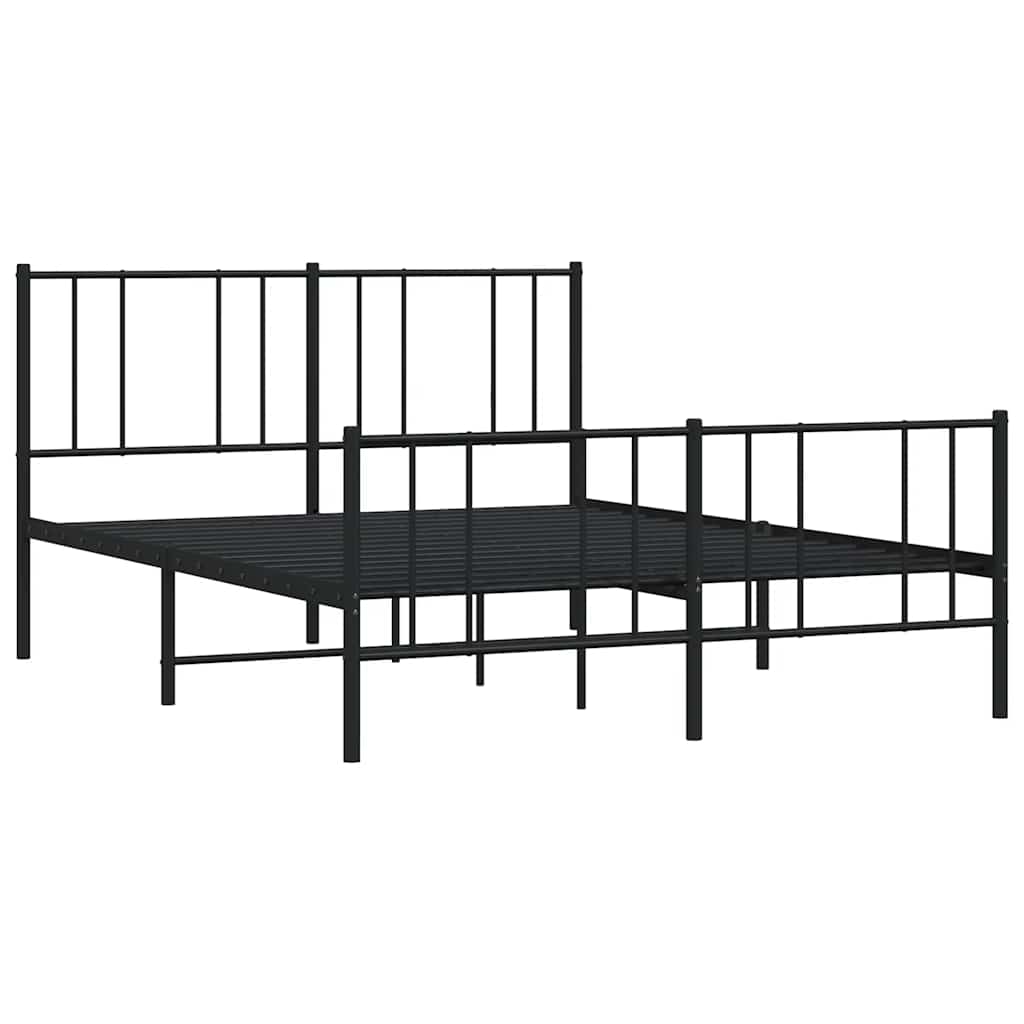 Cadre de lit métal sans matelas avec pied de lit noir 150x200cm - XIOS