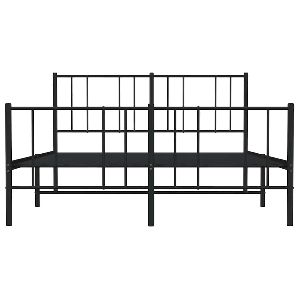Cadre de lit métal sans matelas avec pied de lit noir 150x200cm - XIOS