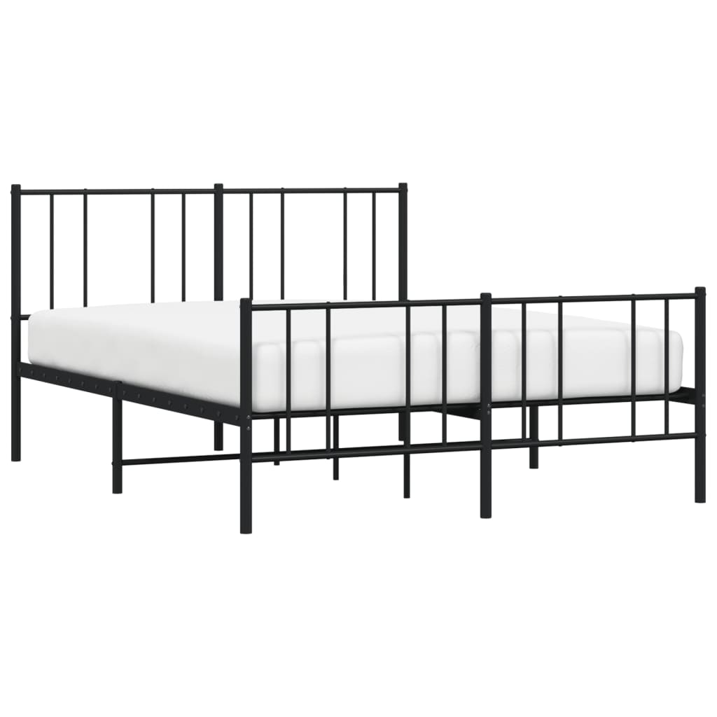 Cadre de lit métal sans matelas avec pied de lit noir 160x200cm - XIOS