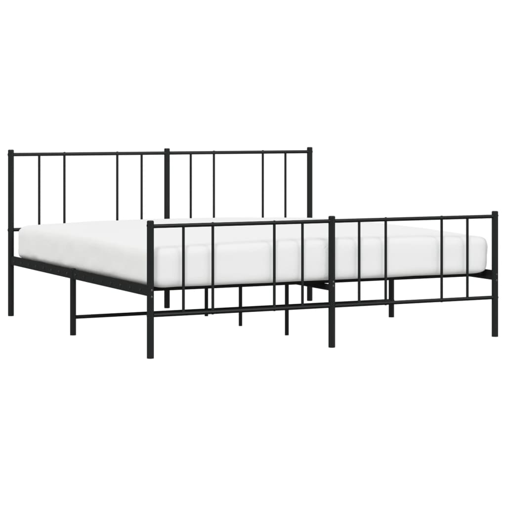Cadre de lit métal sans matelas avec pied de lit noir 180x200cm - XIOS