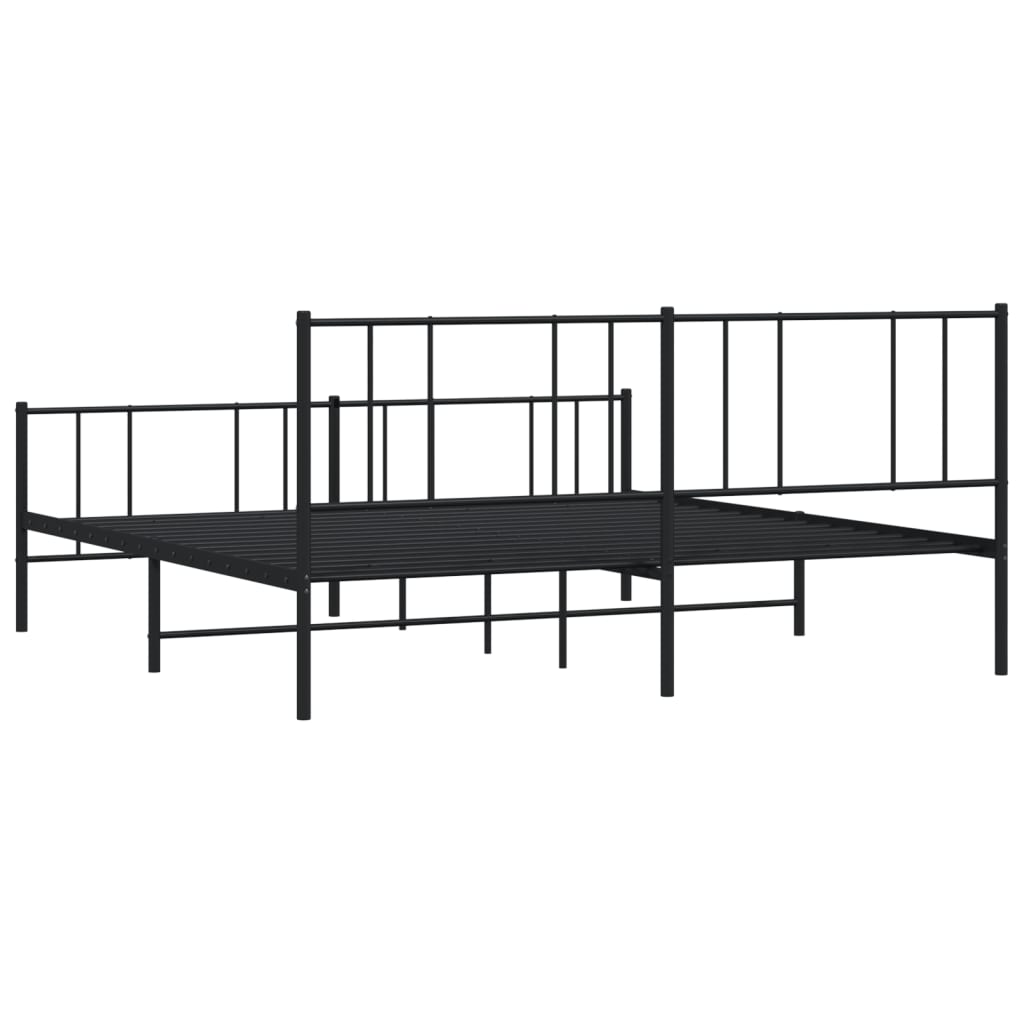 Cadre de lit métal sans matelas avec pied de lit noir 180x200cm - XIOS