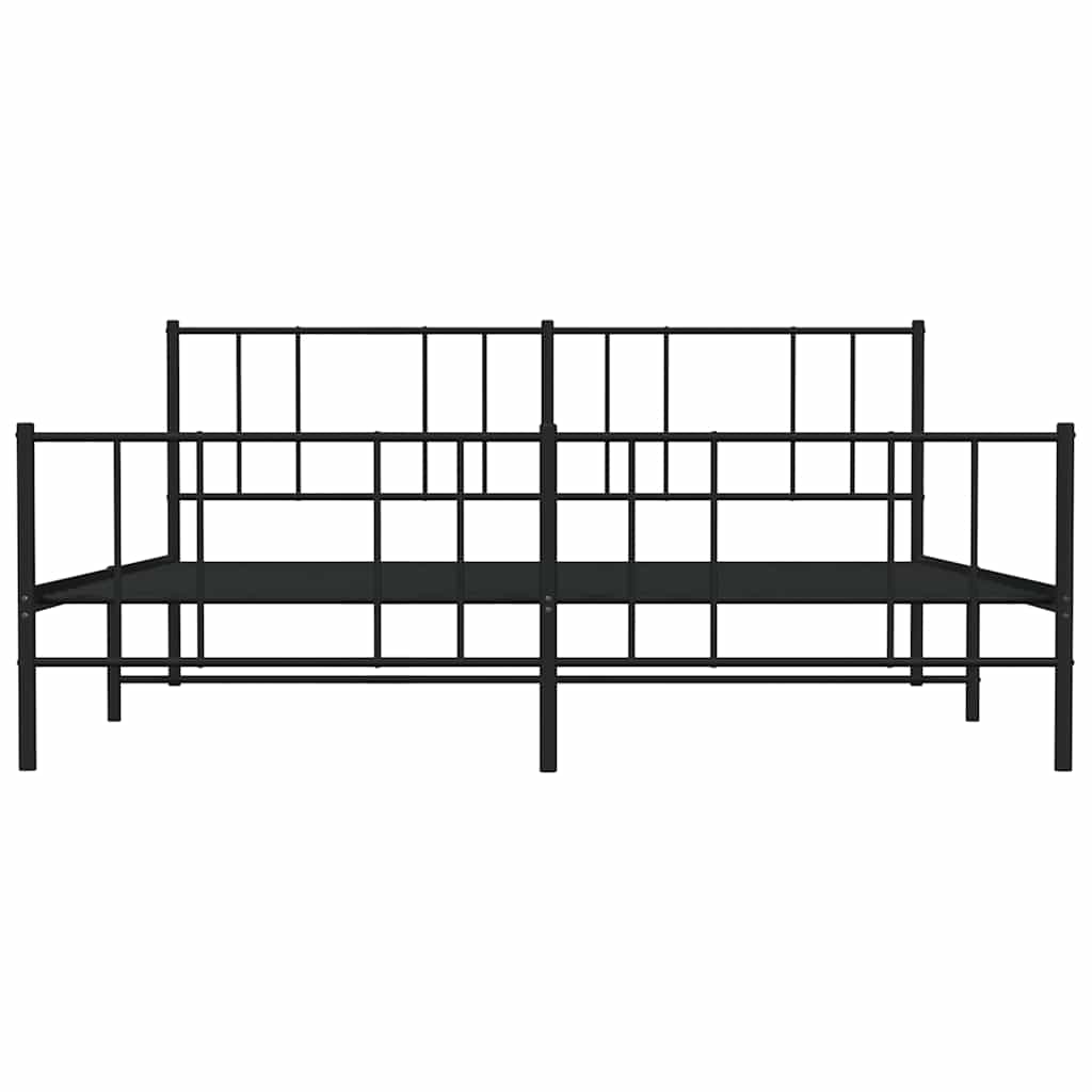 Cadre de lit métal sans matelas avec pied de lit noir 183x213cm - XIOS