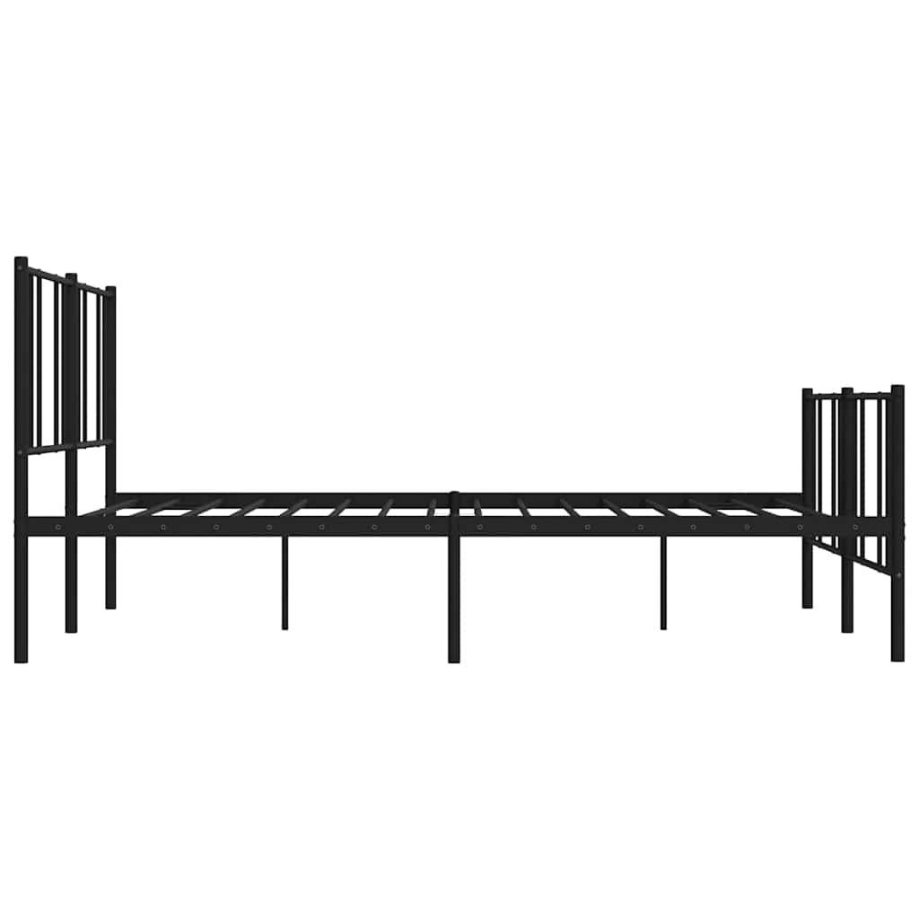 Cadre de lit métal sans matelas avec pied de lit noir 193x203cm - XIOS