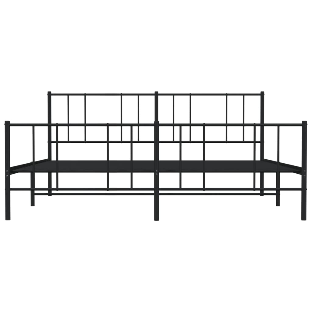 Cadre de lit métal sans matelas avec pied de lit noir 200x200cm - XIOS
