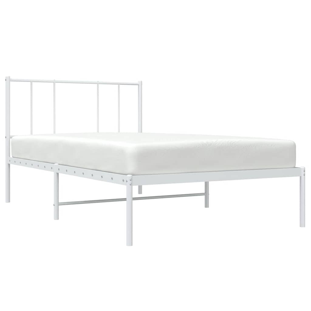 Cadre de lit métal sans matelas avec tête de lit blanc 75x190cm - XIOS