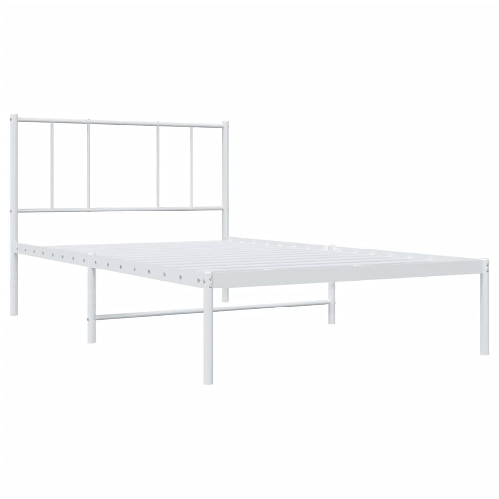Cadre de lit métal sans matelas avec tête de lit blanc 90x200cm - XIOS