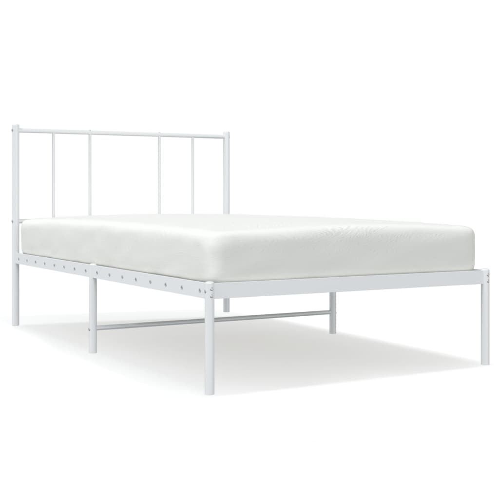 Cadre de lit métal sans matelas et tête de lit blanc 100x190 cm - XIOS