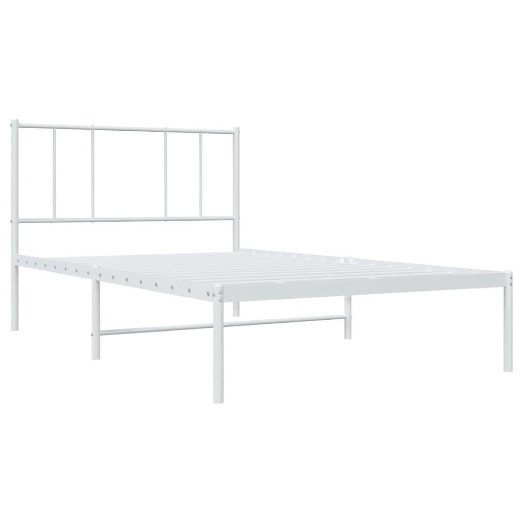 Cadre de lit métal sans matelas et tête de lit blanc 100x190 cm - XIOS