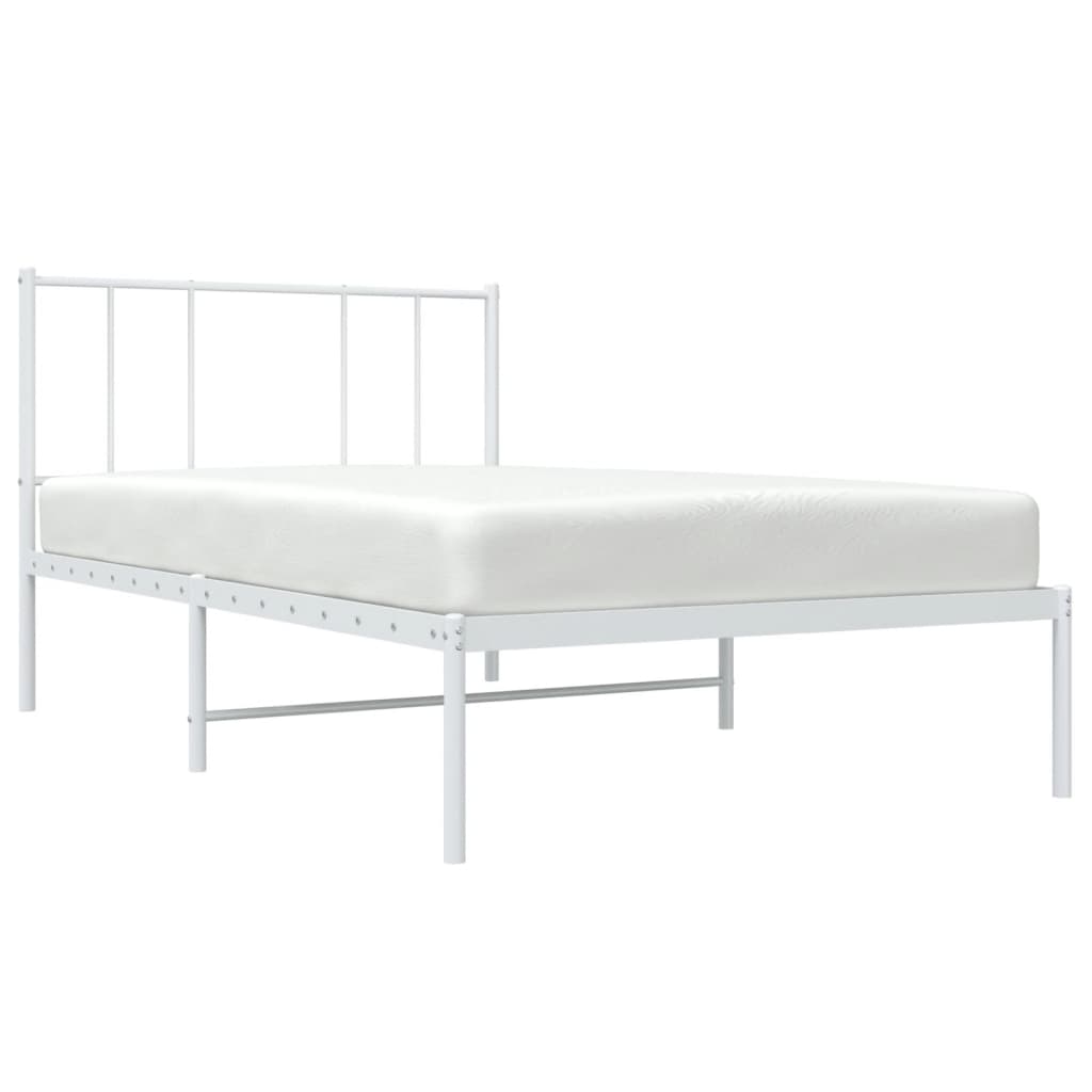 Cadre de lit métal sans matelas et tête de lit blanc 100x190 cm - XIOS