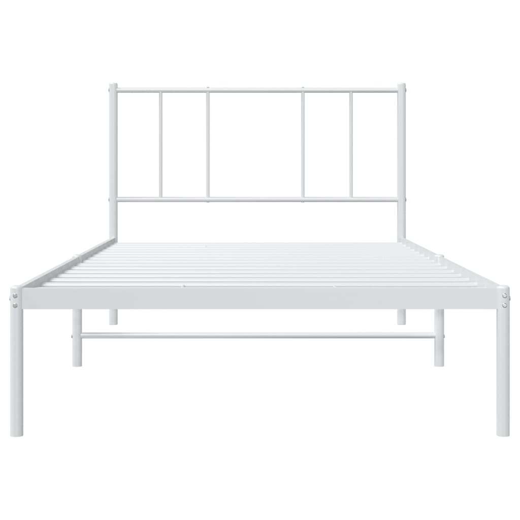 Cadre de lit métal sans matelas et tête de lit blanc 100x190 cm - XIOS