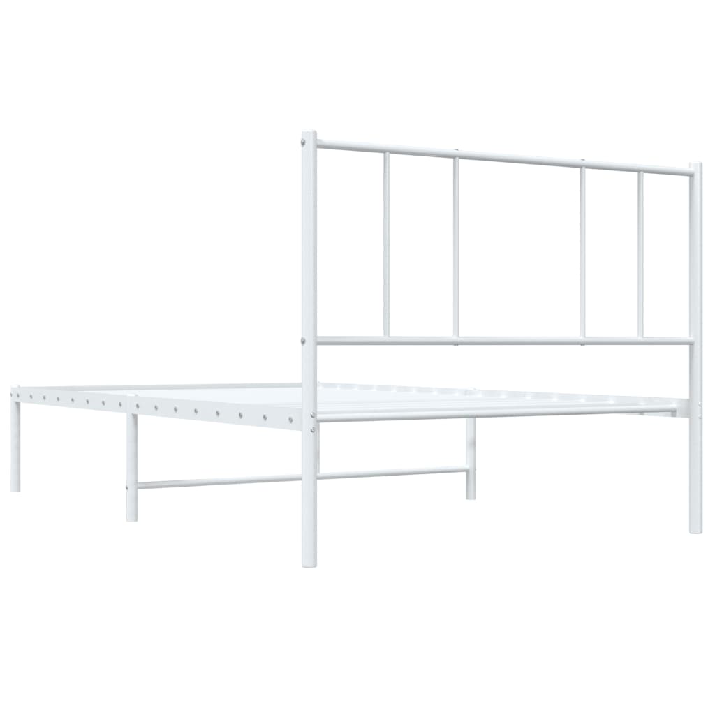 Cadre de lit métal sans matelas et tête de lit blanc 100x190 cm - XIOS