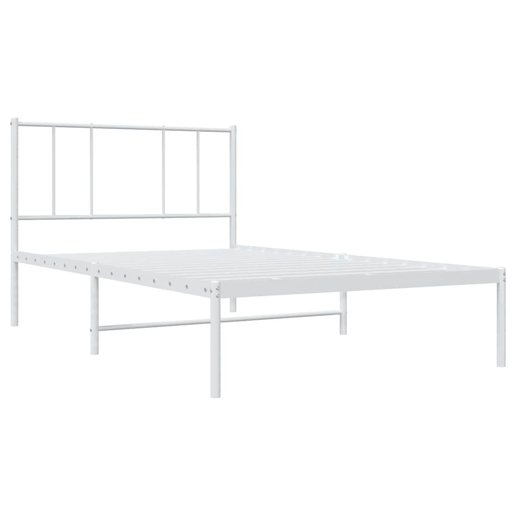 Cadre de lit métal sans matelas et tête de lit blanc 100x200 cm - XIOS
