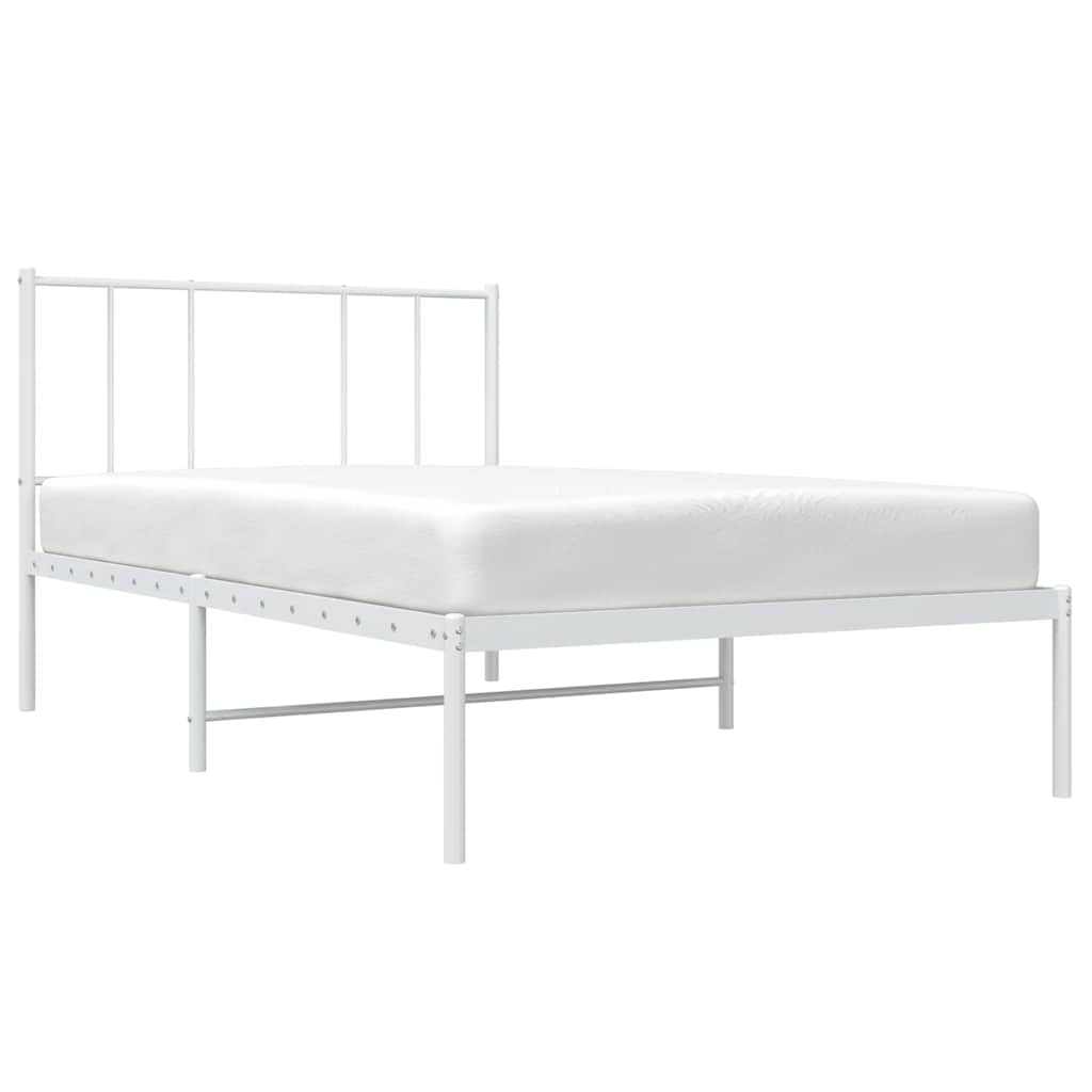 Cadre de lit métal sans matelas et tête de lit blanc 100x200 cm - XIOS