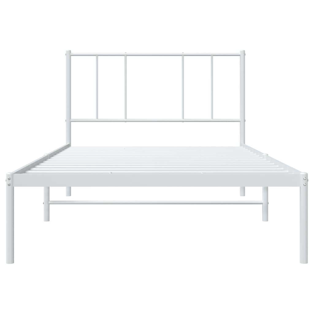 Cadre de lit métal sans matelas et tête de lit blanc 100x200 cm - XIOS