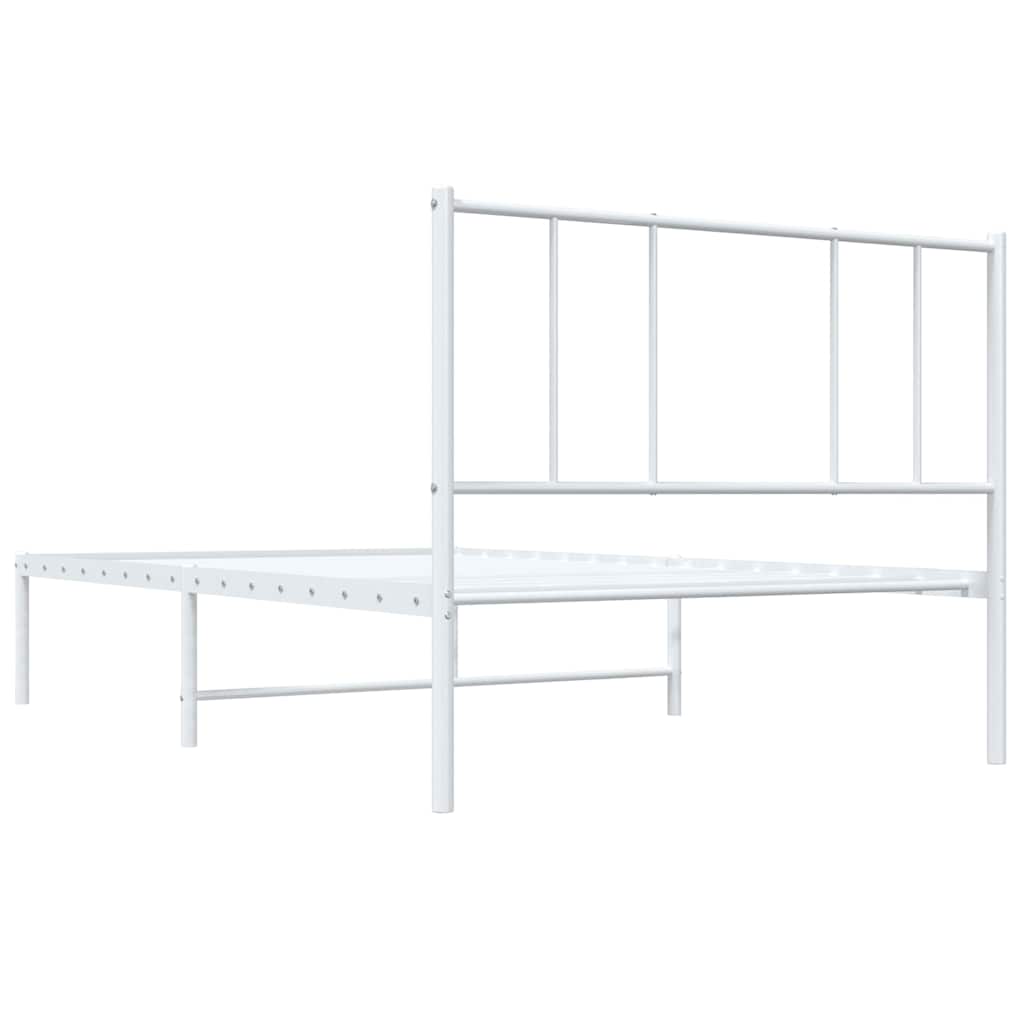 Cadre de lit métal sans matelas et tête de lit blanc 100x200 cm - XIOS