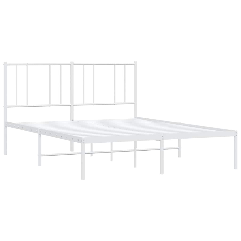 Cadre de lit métal sans matelas et tête de lit blanc 135x190 cm - XIOS