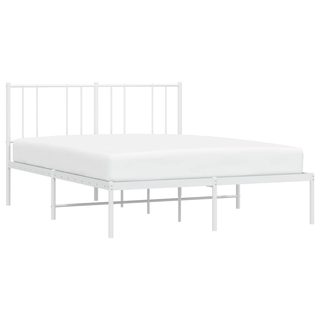 Cadre de lit métal sans matelas et tête de lit blanc 135x190 cm - XIOS
