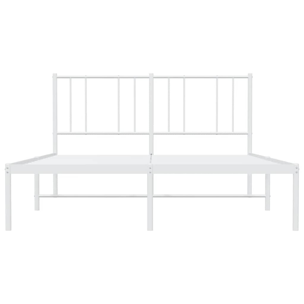 Cadre de lit métal sans matelas et tête de lit blanc 135x190 cm - XIOS