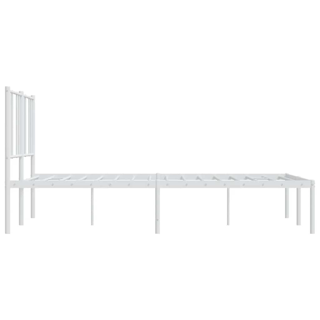 Cadre de lit métal sans matelas et tête de lit blanc 135x190 cm - XIOS