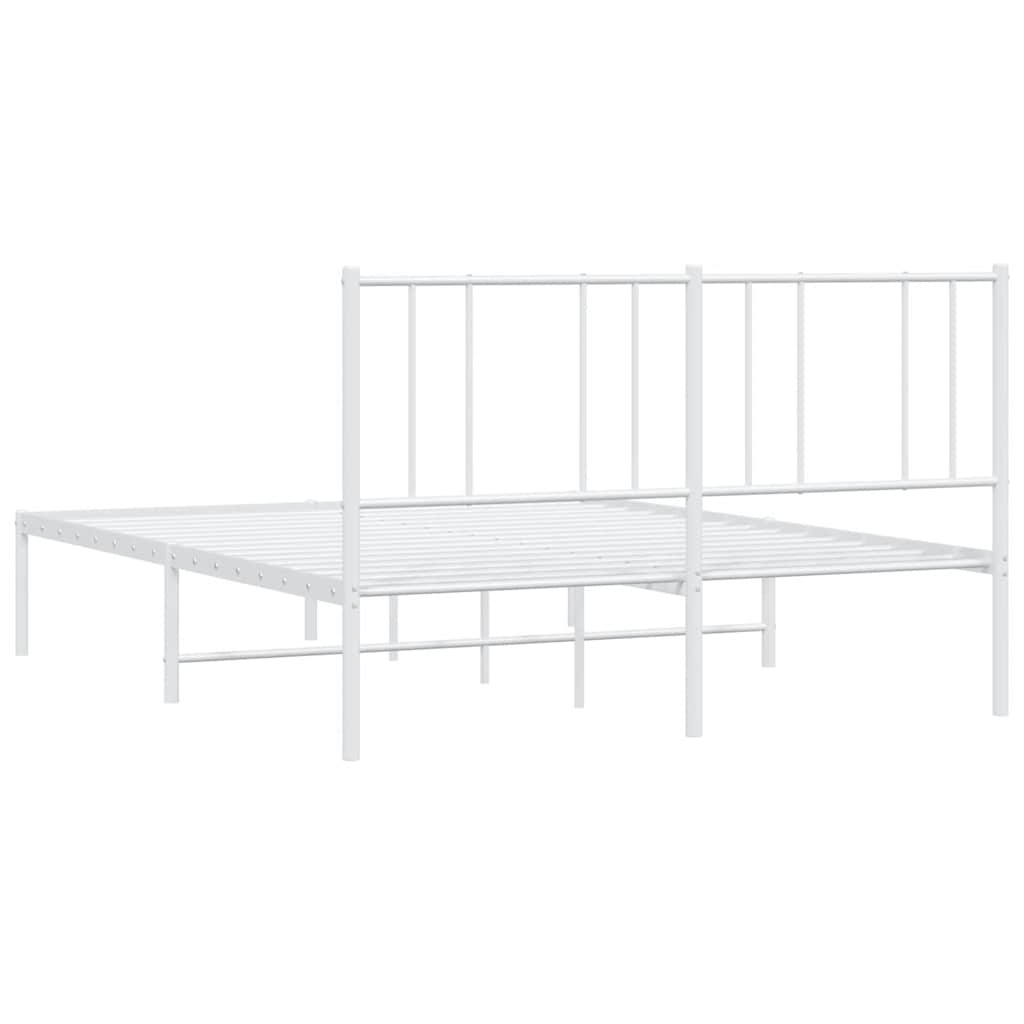 Cadre de lit métal sans matelas et tête de lit blanc 135x190 cm - XIOS
