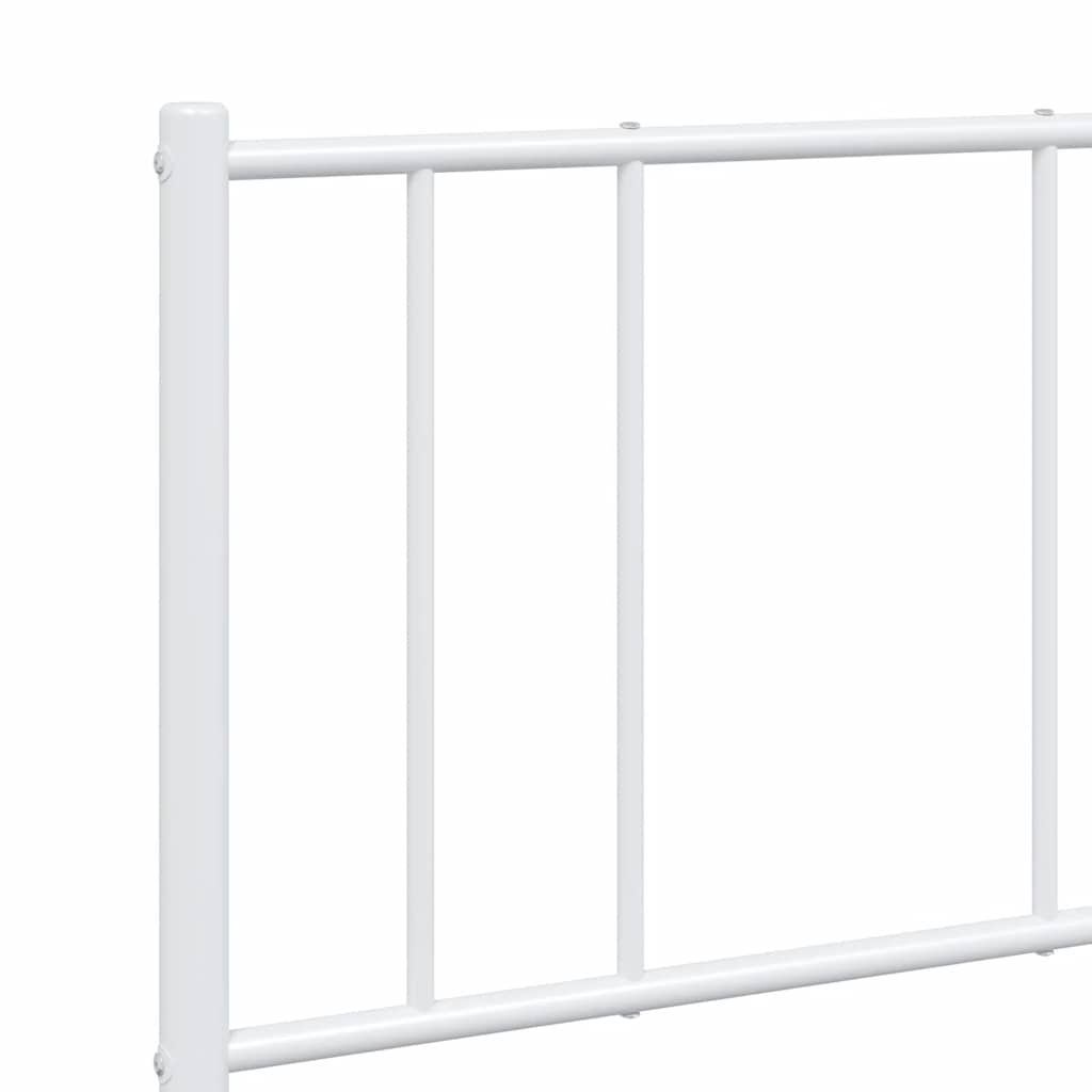 Cadre de lit métal sans matelas et tête de lit blanc 135x190 cm - XIOS