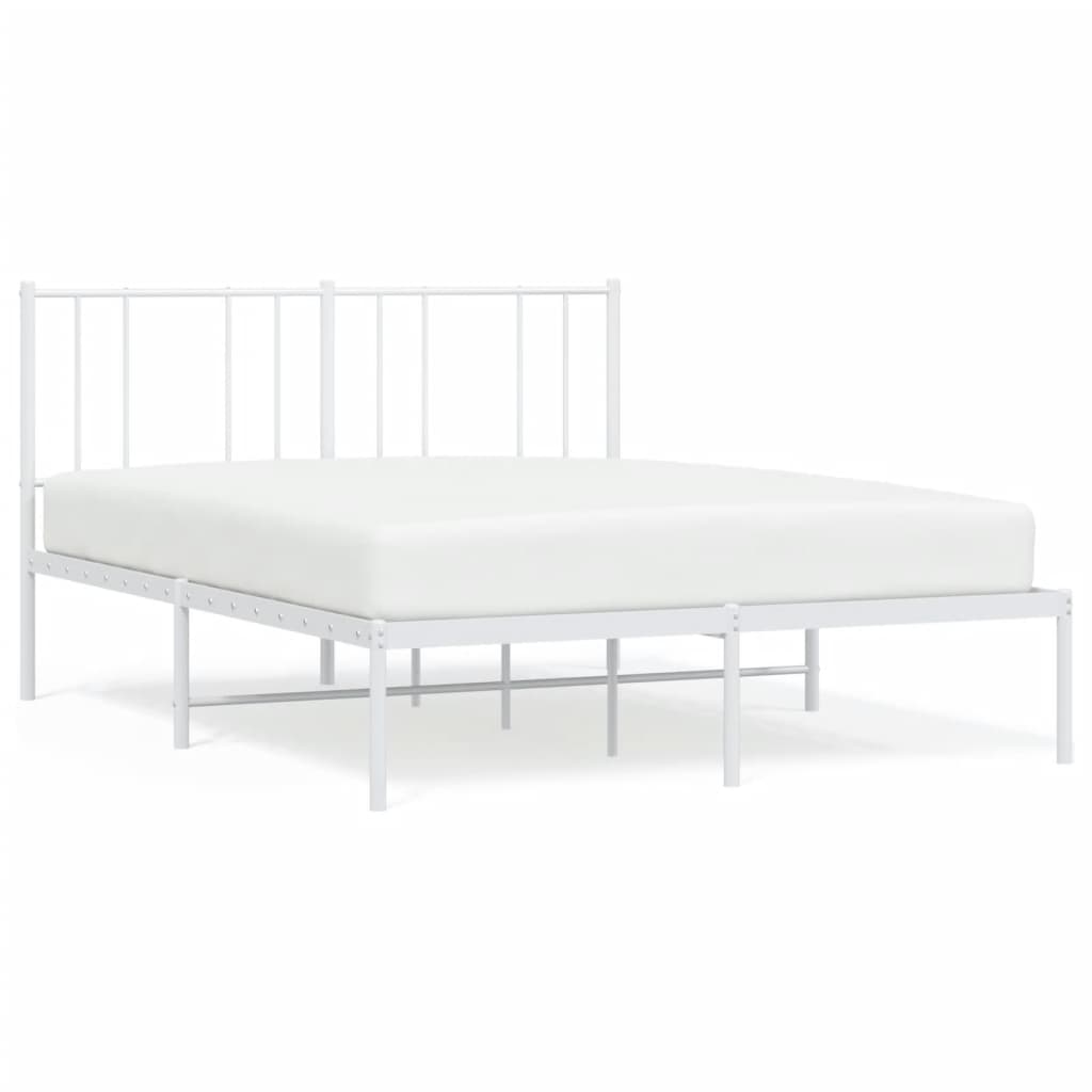 Cadre de lit métal sans matelas et tête de lit blanc 140x190 cm - XIOS