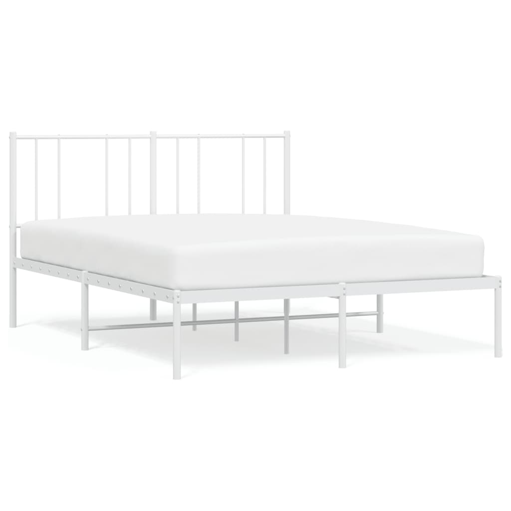 Cadre de lit métal sans matelas et tête de lit blanc 140x200 cm - XIOS