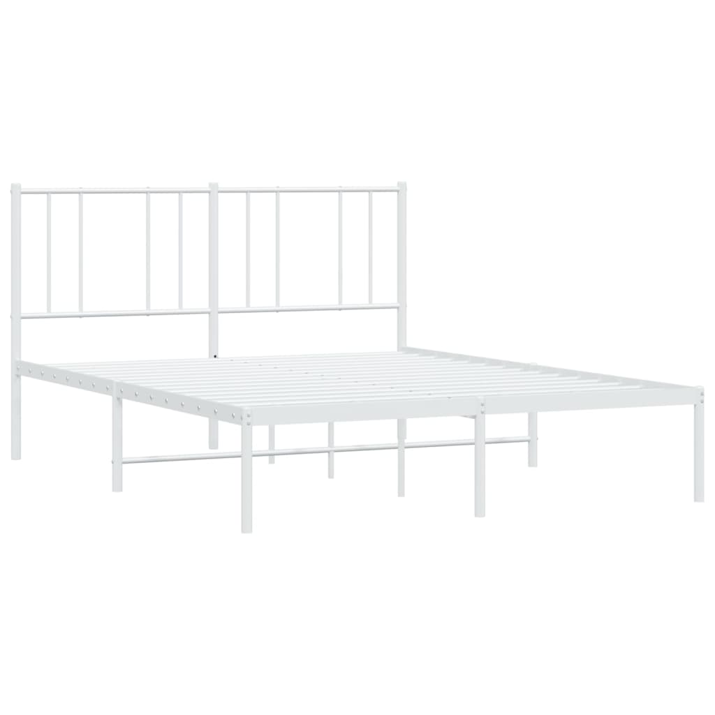 Cadre de lit métal sans matelas et tête de lit blanc 140x200 cm - XIOS