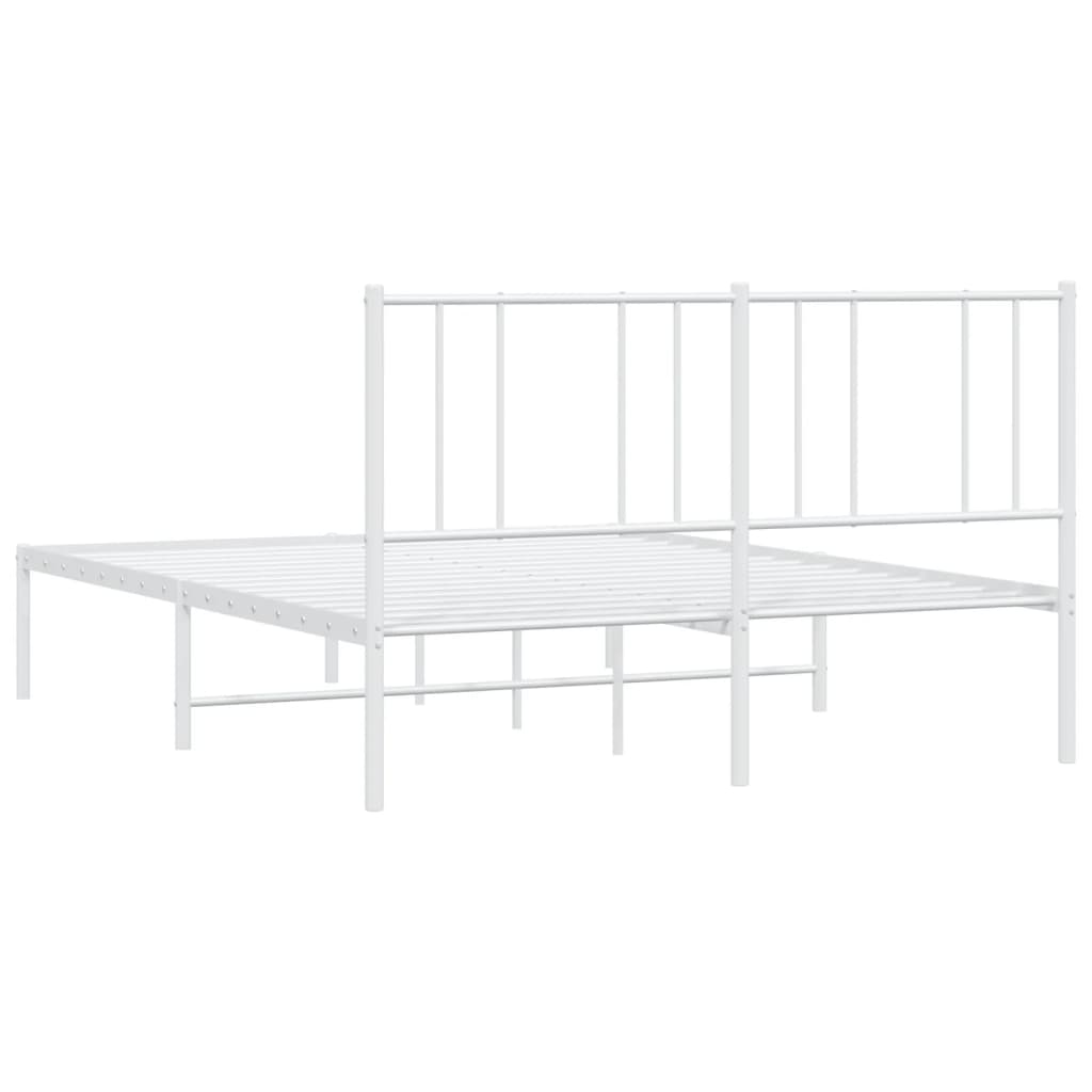 Cadre de lit métal sans matelas et tête de lit blanc 140x200 cm - XIOS