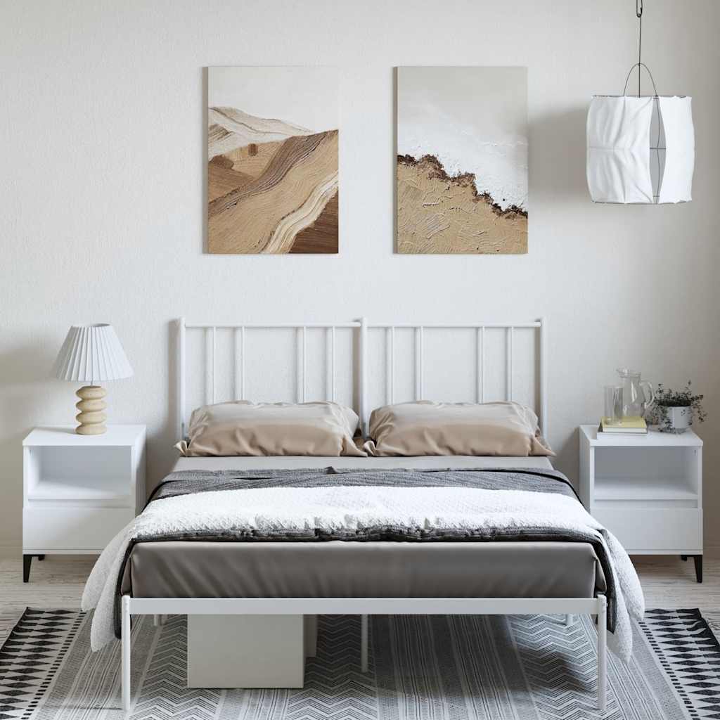 Cadre de lit métal sans matelas et tête de lit blanc 150x200 cm - XIOS