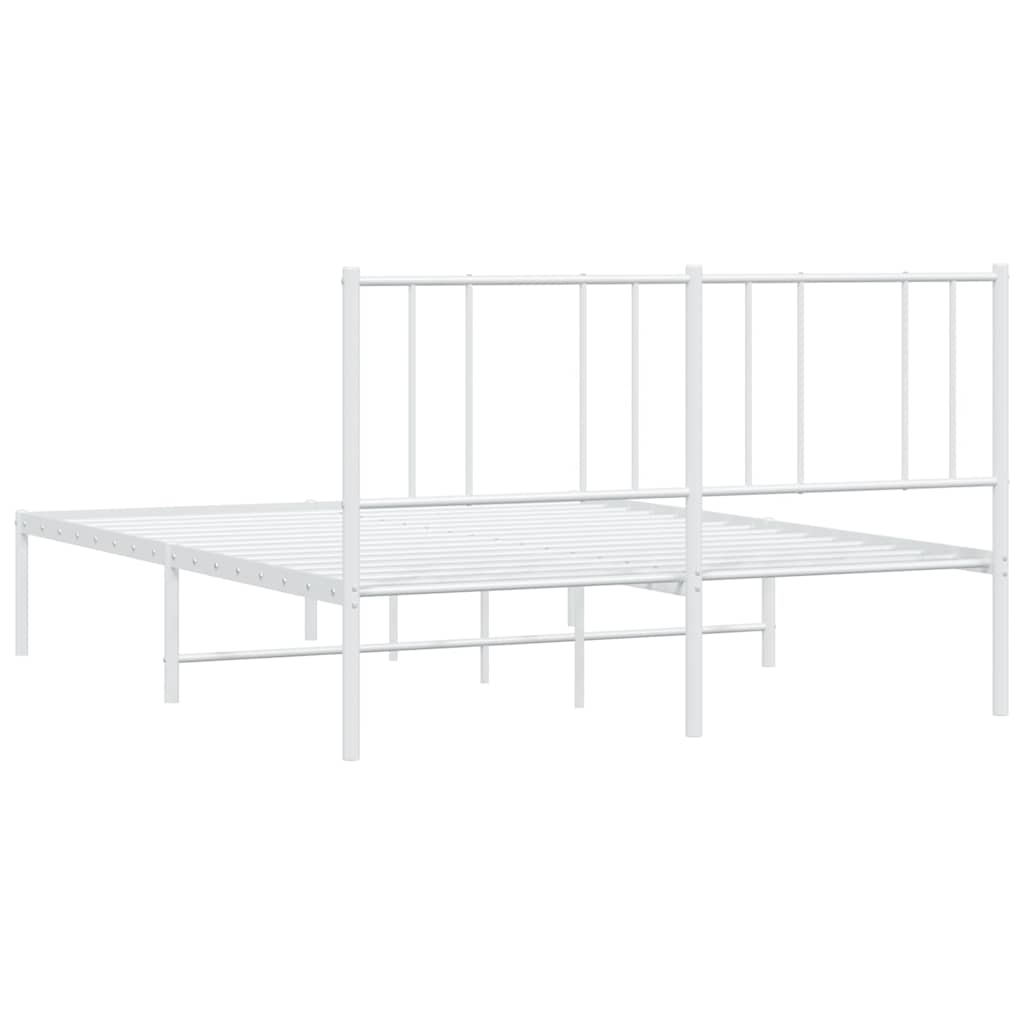 Cadre de lit métal sans matelas et tête de lit blanc 150x200 cm - XIOS