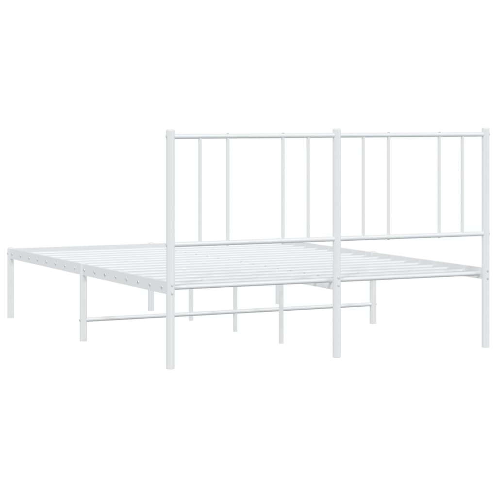 Cadre de lit métal sans matelas et tête de lit blanc 160x200 cm - XIOS