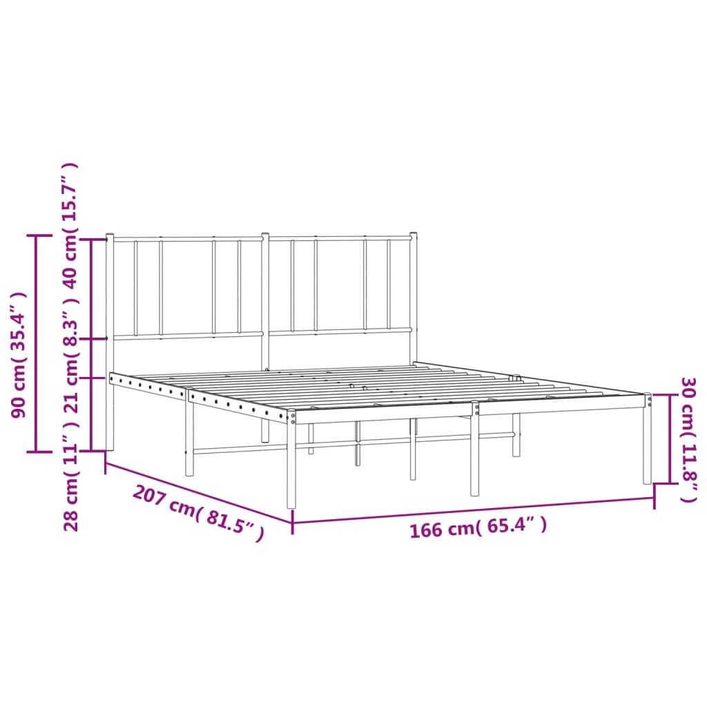 Cadre de lit métal sans matelas et tête de lit blanc 160x200 cm - XIOS