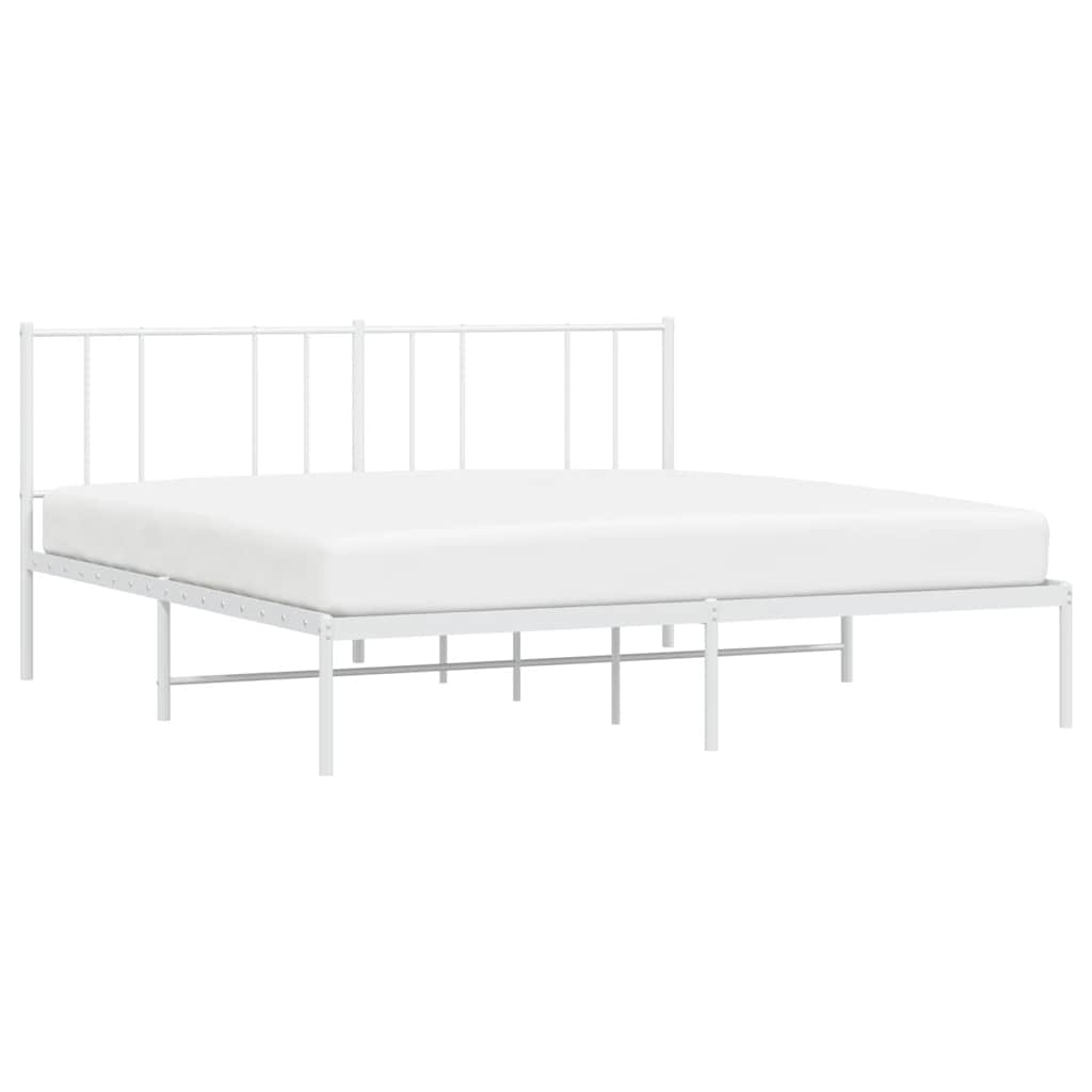 Cadre de lit métal sans matelas et tête de lit blanc 180x200 cm - XIOS