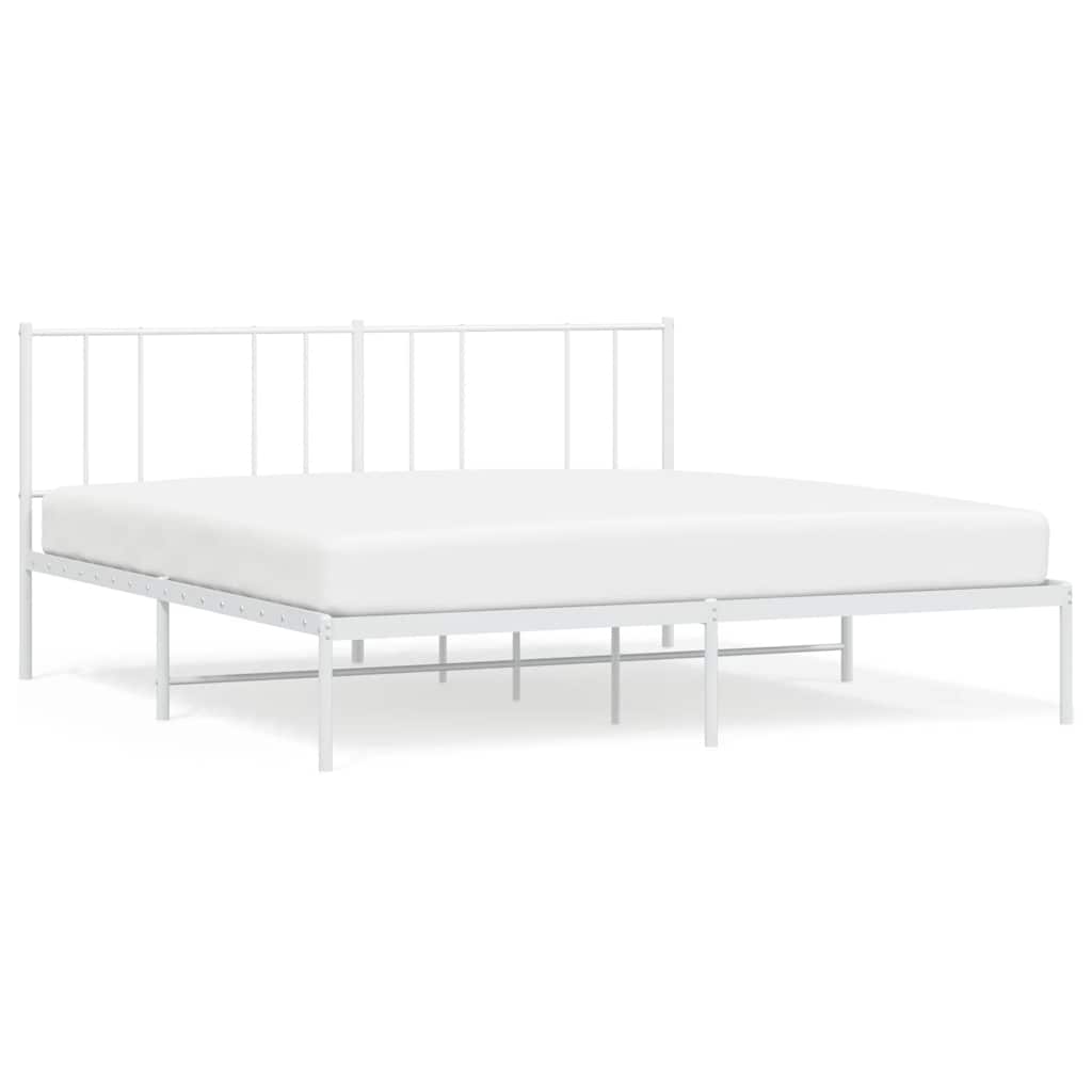 Cadre de lit métal sans matelas et tête de lit blanc 183x213 cm - XIOS