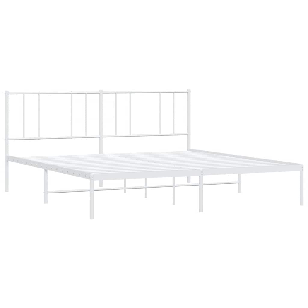 Cadre de lit métal sans matelas et tête de lit blanc 183x213 cm - XIOS
