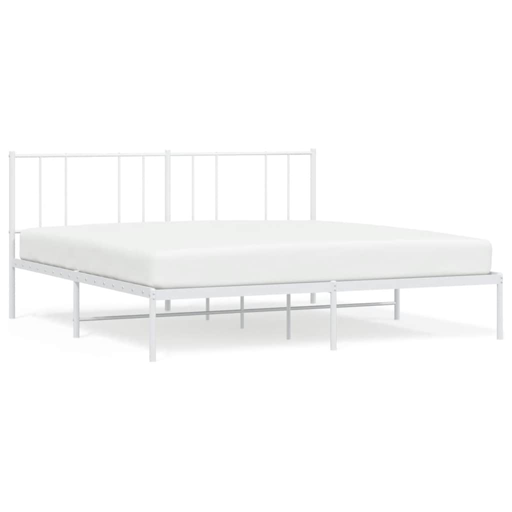Cadre de lit métal sans matelas et tête de lit blanc 193x203 cm - XIOS
