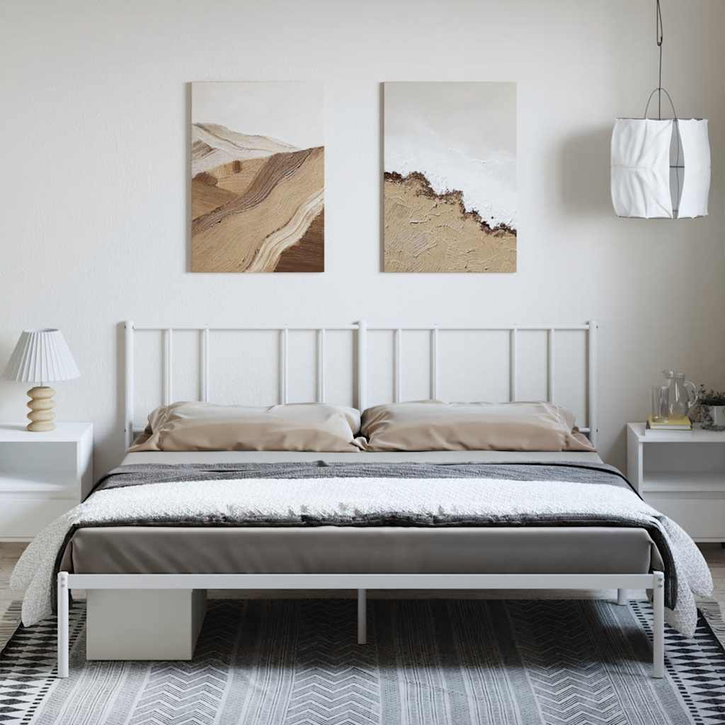 Cadre de lit métal sans matelas et tête de lit blanc 193x203 cm - XIOS