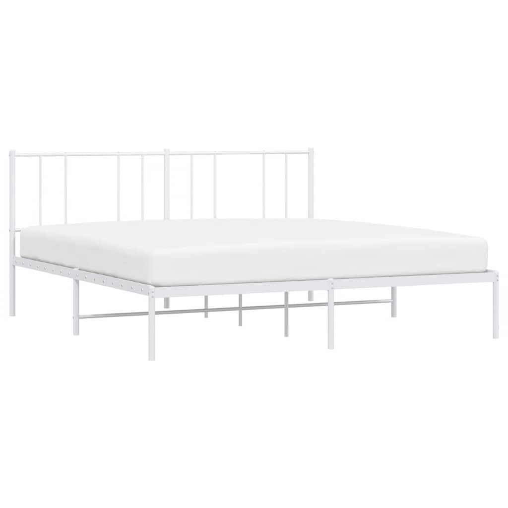 Cadre de lit métal sans matelas et tête de lit blanc 193x203 cm - XIOS