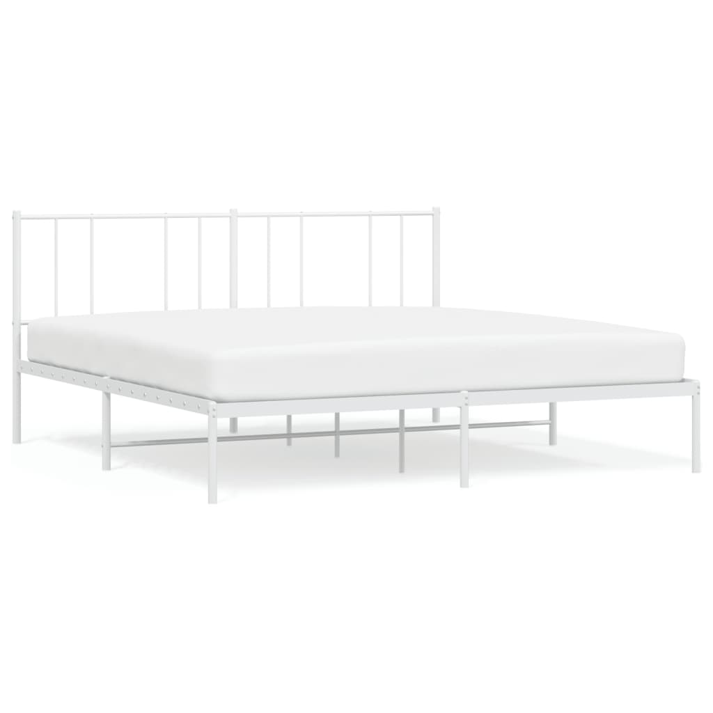 Cadre de lit métal sans matelas et tête de lit blanc 200x200 cm - XIOS