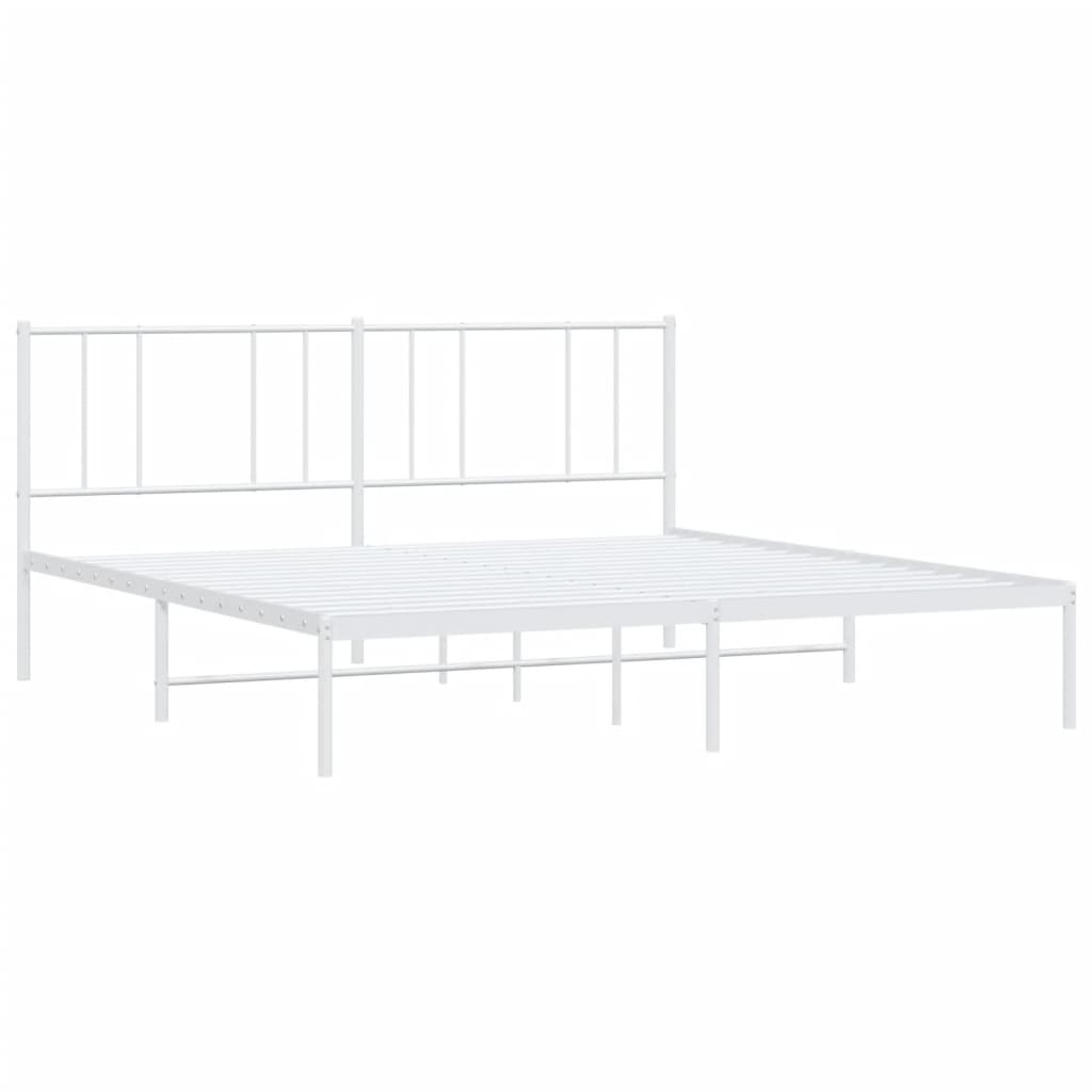 Cadre de lit métal sans matelas et tête de lit blanc 200x200 cm - XIOS