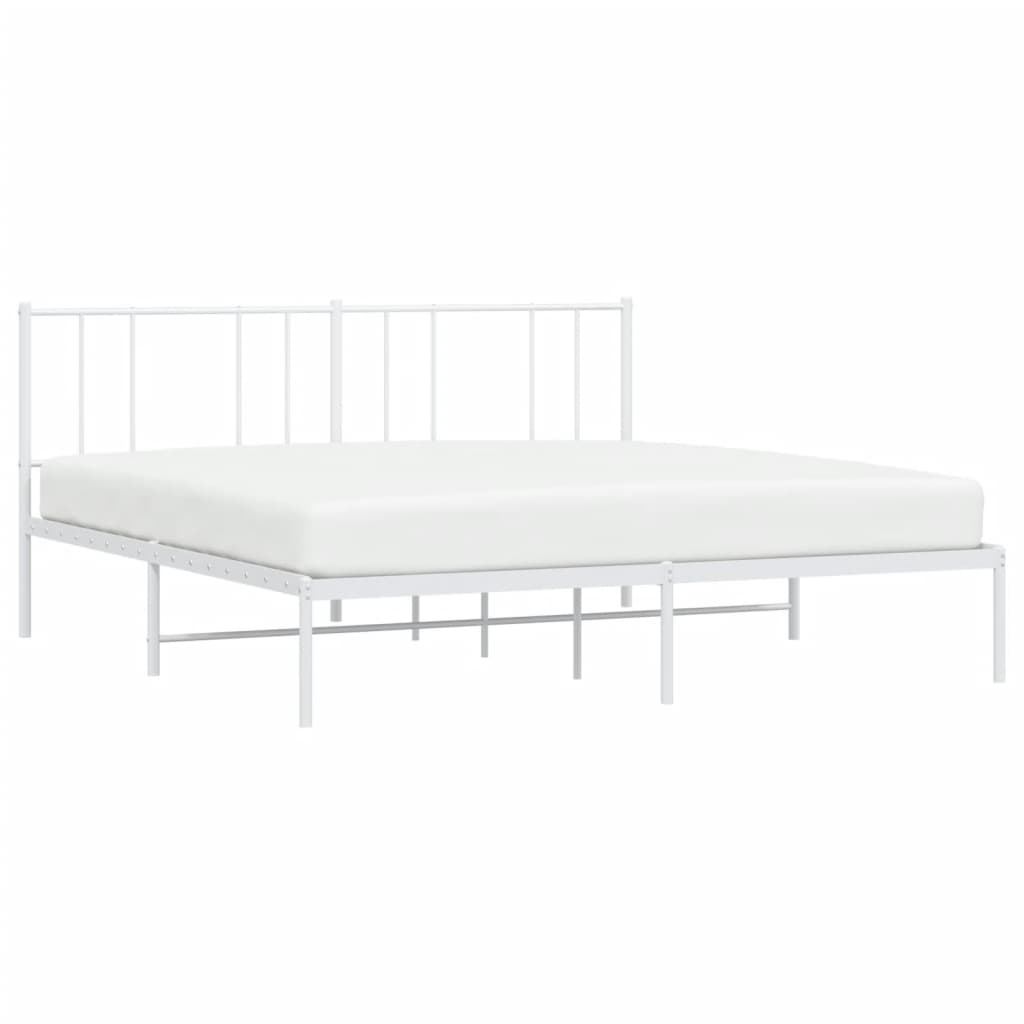 Cadre de lit métal sans matelas et tête de lit blanc 200x200 cm - XIOS