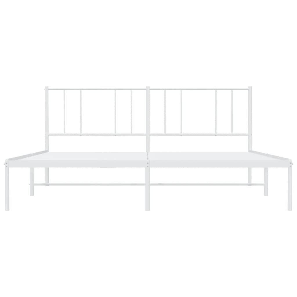 Cadre de lit métal sans matelas et tête de lit blanc 200x200 cm - XIOS
