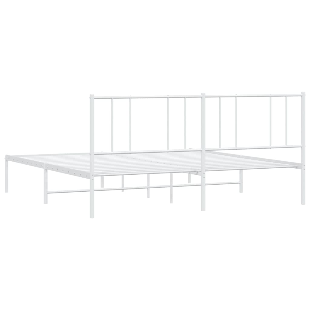 Cadre de lit métal sans matelas et tête de lit blanc 200x200 cm - XIOS