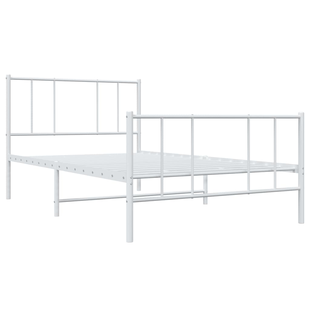 Cadre de lit métal sans matelas avec pied de lit blanc 90x190cm - XIOS