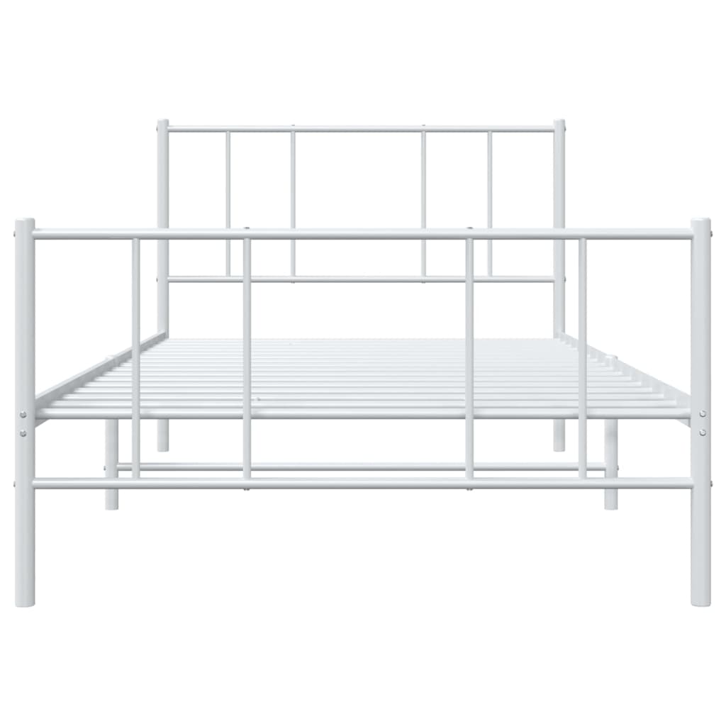 Cadre de lit métal sans matelas avec pied de lit blanc 90x190cm - XIOS